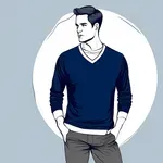 dark blue V-neck sweater image